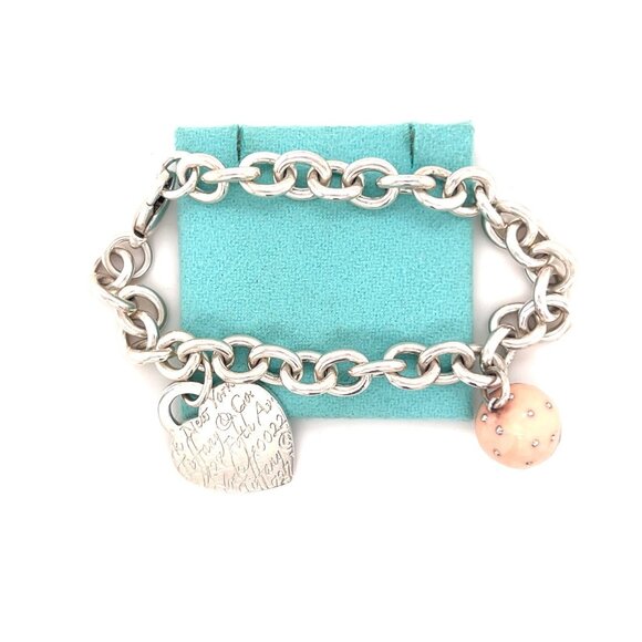 T&Co. 925 Script Heart & Cupcake Charm Bracelet - Picture 1 of 7